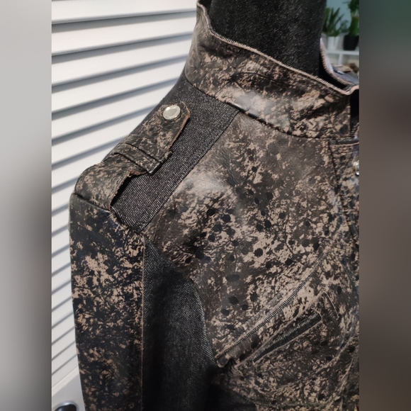 H&D Leather Denim Jacket M/L brown antique Moto - Picture 5 of 10